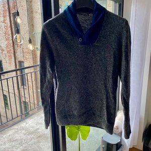 Express Wool Blend Contrast Shawl Collar Sweater
